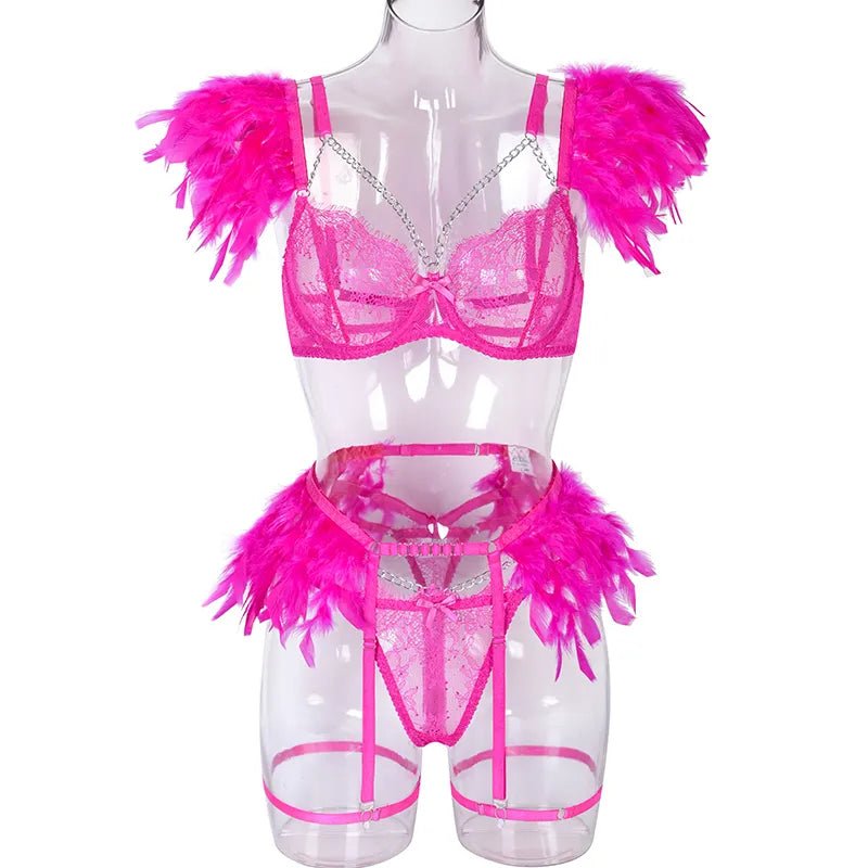 MUZISKAT Feathered Luxury Lingerie Set