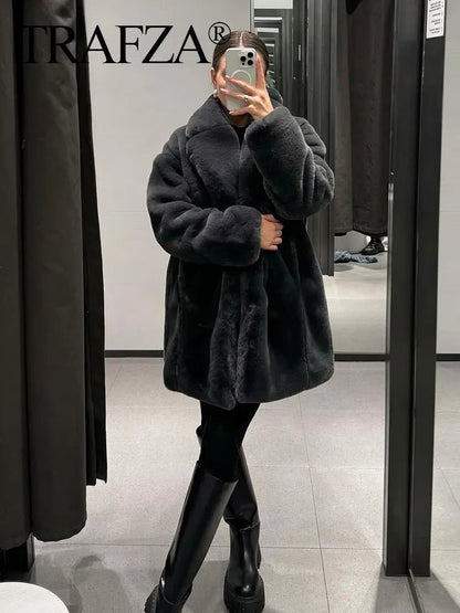 TRAFZA Winter Warmth Fur Coat