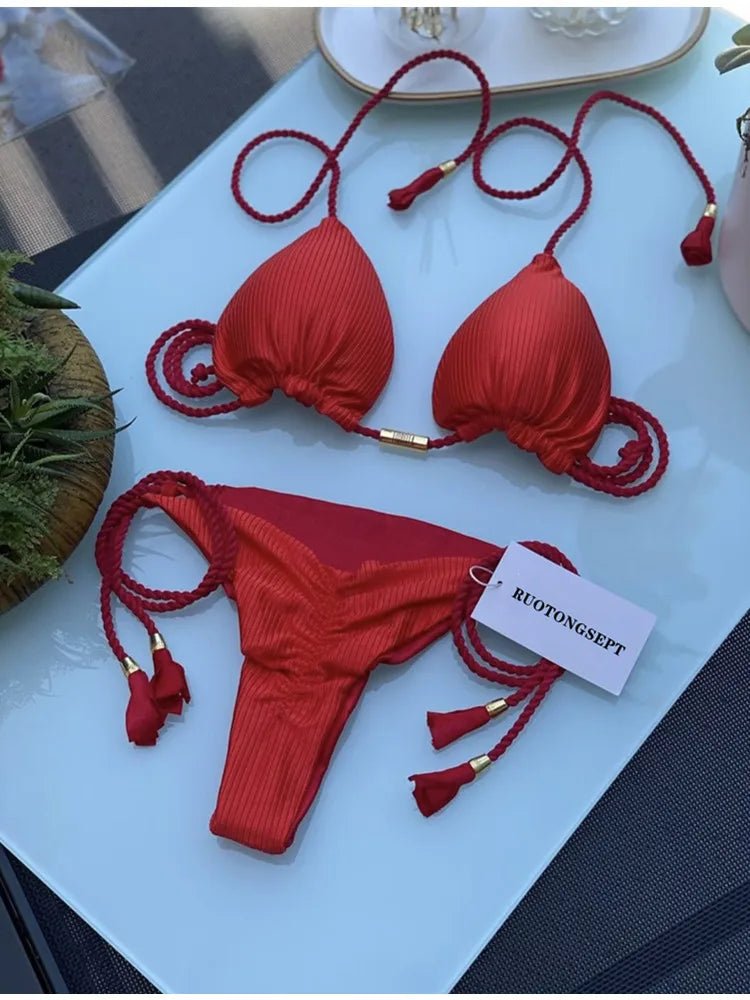 Sultry Elegance: 2023 Summer Micro Bikini Set with Push-Up Design