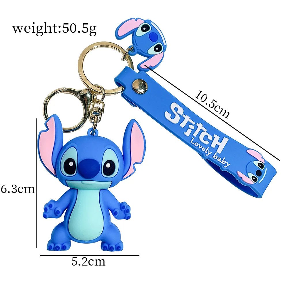 Charming Stitch: Anime Figure Keychain with Sweet Pink Angel Design